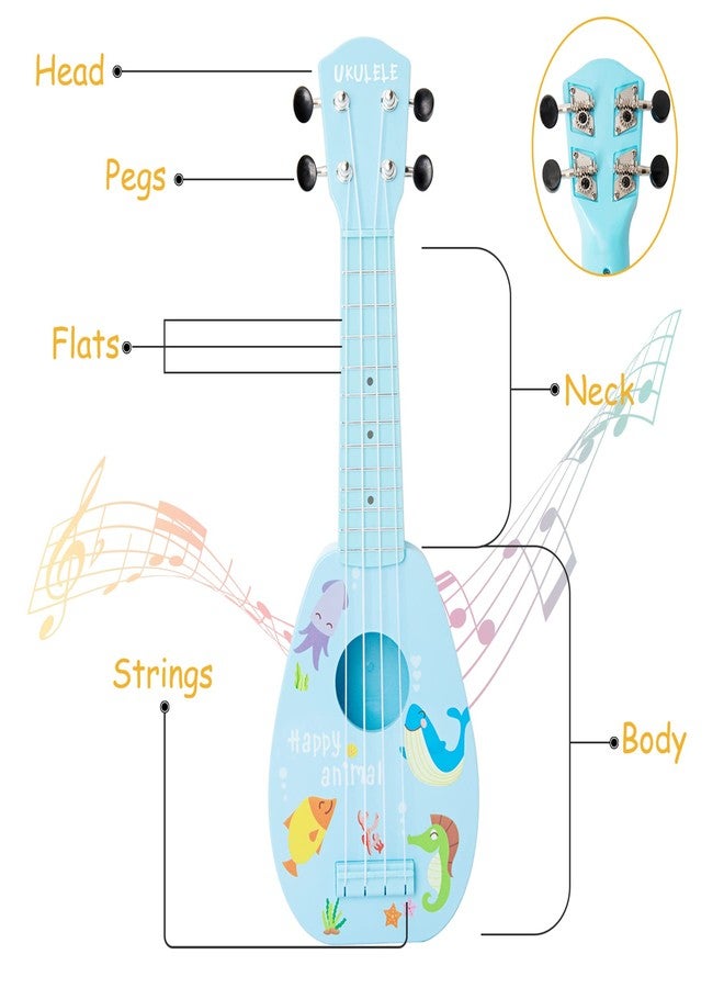 YOLOPARK 17" Kids Toy Guitar for Girls Boys, Mini Toddler Ukulele Guitar with 4 Strings Keep Tones Can Play for 3, 4, 5, 6, 7 Year Old Kids Musical Instruments Educational Toys for Beginner (Blue) - Image 3